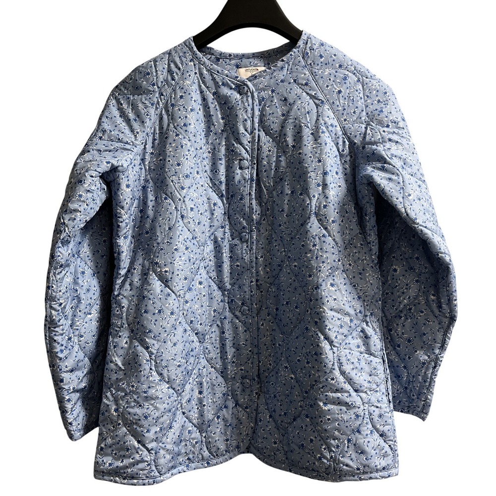 Untuckit Jacket Blue Floral Quilted Snap Front Size S Preppy Feminine Spring